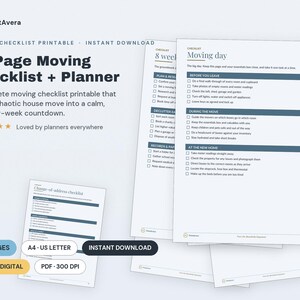 Lista de verificación para la mudanza (imprimible) / Planificador semanal (descarga en PDF) imagen 1