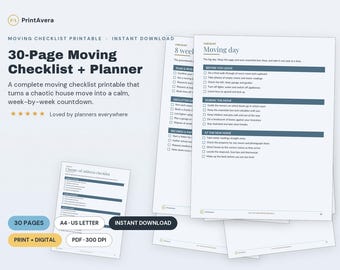 Moving Checklist Printable | Week-by-Week Planner (PDF Download)
