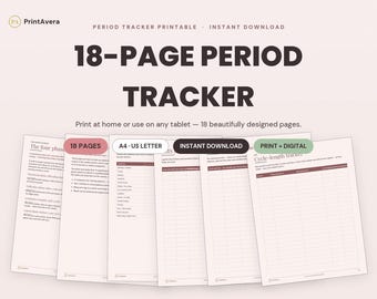 Period Tracker Printable | Cycle, Symptom, Health Log (Instant Download PDF)