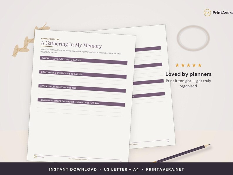 End of Life Planner | Legacy, Wishes, Family Information (PDF Download) image 5