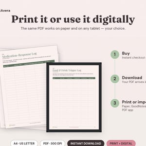 Migraine Tracker Printable | Symptom Log, Health Journal (A4, US Letter PDF) image 4