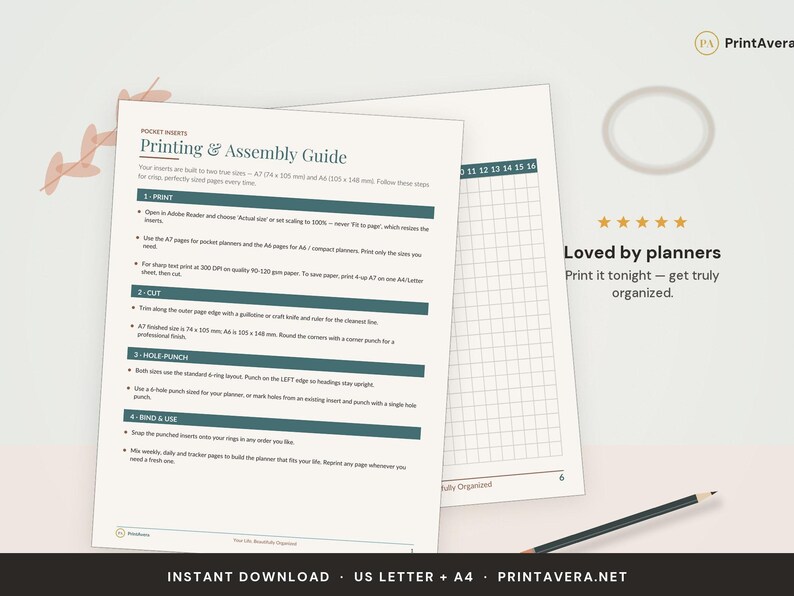 A7 Planner Inserts | Weekly, Monthly, Undated, ADHD (Digital Download) image 5