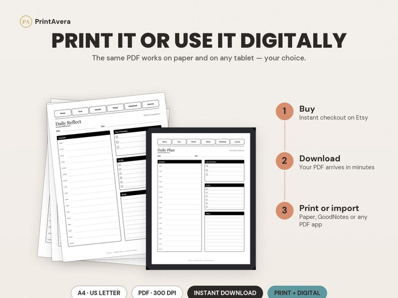 reMarkable 2 Planner | 67-Page Digital PDF, Daily Weekly Monthly (Instant Download) image 4