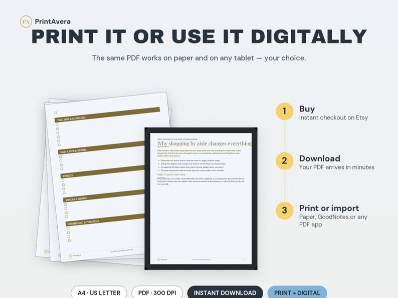 Printable Grocery List Bundle | Aisle-Categorised, Meal Plan (Digital Download) image 4