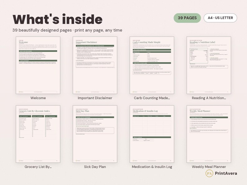 Diabetic Meal Planner Printable | Weekly Carb Counting PDF (A4 US Letter) image 3