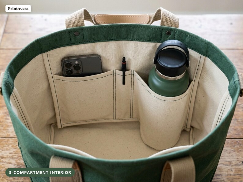 Multi Pocket Tote Bag Sewing Pattern | Canvas Tote PDF with Interior Organizer | Beginner Sewing Project | Instant Download US Letter A4 image 4