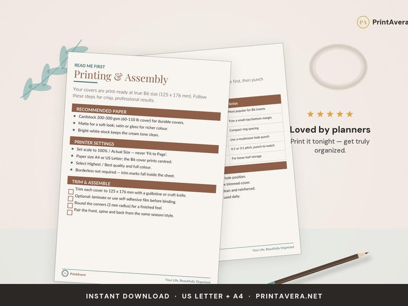 B6 Planner Cover Printable | Botanical Geometric Dashboard (Digital Download) image 5