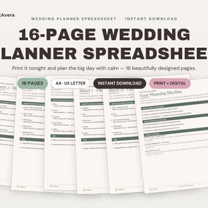 Wedding Planner Spreadsheet | Budget, Guest List, Vendors (Digital Download) image 1
