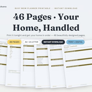 Busy Mom Planner Printable | Household Cleaning Schedule, Meal Planning (PDF Download) image 1