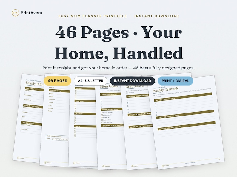 Busy Mom Planner Printable | Household Cleaning Schedule, Meal Planning (PDF Download) image 1