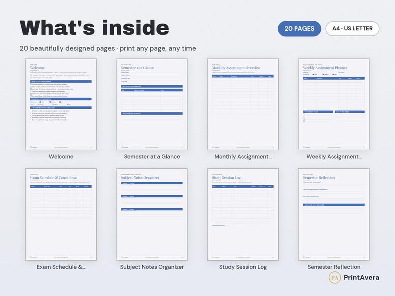 Student Assignment Tracker | College Planner, Study Schedule (Excel, PDF Download) image 2