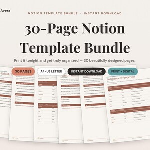 Notion Template Bundle | Digital Planner, Weekly, ADHD, Monthly, Daily (PDF) image 1