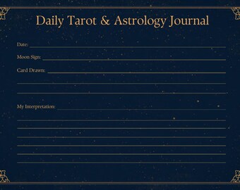 Astrology Tarot Journal Printable PDF, Daily Zodiac Tarot Tracker, Moon Sign Workbook, Star Sign Planner