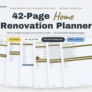 Home Renovation Planner Printable | Budget, Schedule, Manage Remodel (Excel, PDF) image 1