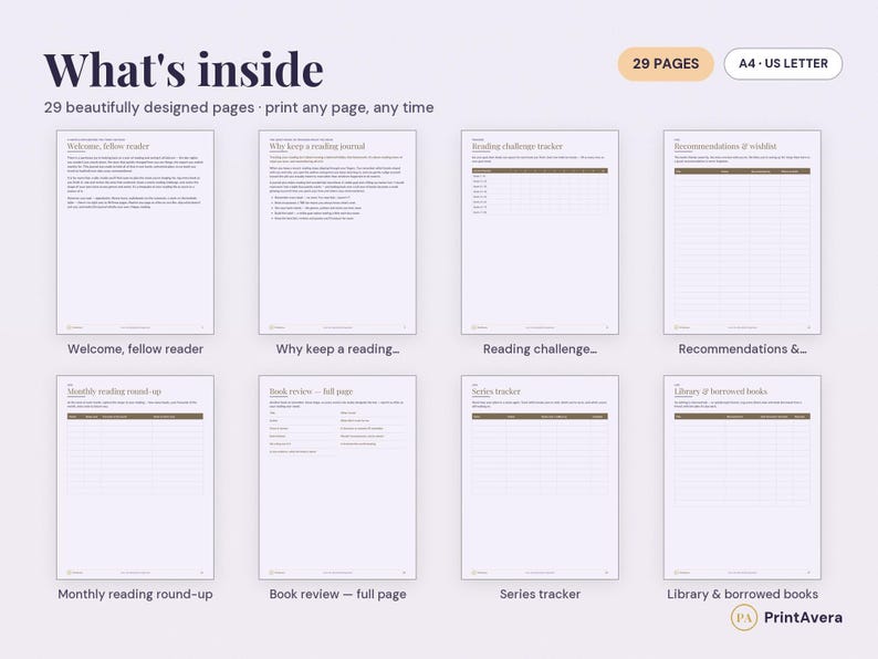 Reading Tracker Printable | Journal, Log, Challenge (A4/US Letter PDF) image 2
