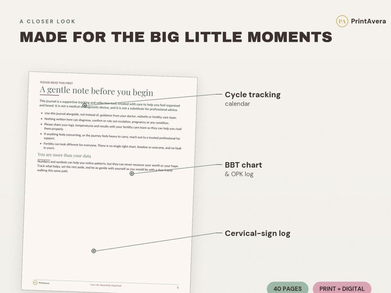 TTC Fertility Journal Printable | Cycle, BBT, Ovulation Tracker (PDF Download) image 3