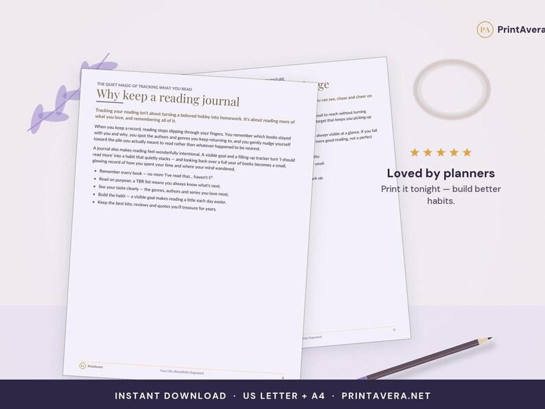 Reading Tracker Printable | Journal, Log, Challenge (A4/US Letter PDF) image 5