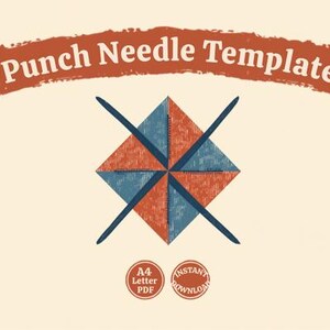 Beginner Geometric Punch Needle Pattern PDF, Easy Mug Rug Template, Modern First Project Coaster, Instant Download image 1