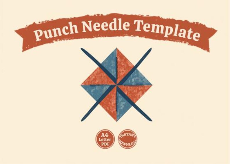 Beginner Geometric Punch Needle Pattern PDF, Easy Mug Rug Template, Modern First Project Coaster, Instant Download image 1