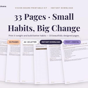 Vision Board Printable Kit | Law of Attraction, Affirmation Cards (PDF Download) image 1