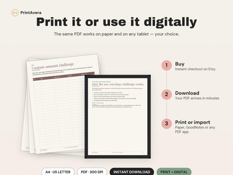 Kit imprimible para el reto del ahorro / 18 páginas, registro de ahorros (descarga en PDF) imagen 4