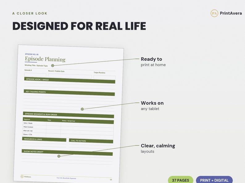 Podcast Planner Template | Content Calendar, Episode Checklist (Excel, PDF) image 3
