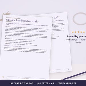 100 Day Challenge Tracker | Habit Goal Setting Printable (PDF Download) image 5