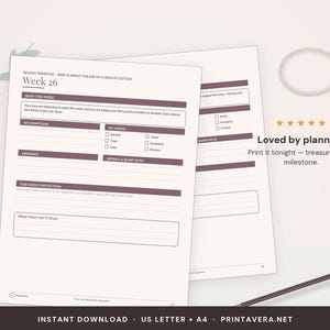 Pregnancy Journal | 61-Page Keepsake, Milestone Tracker (PDF Download) image 5