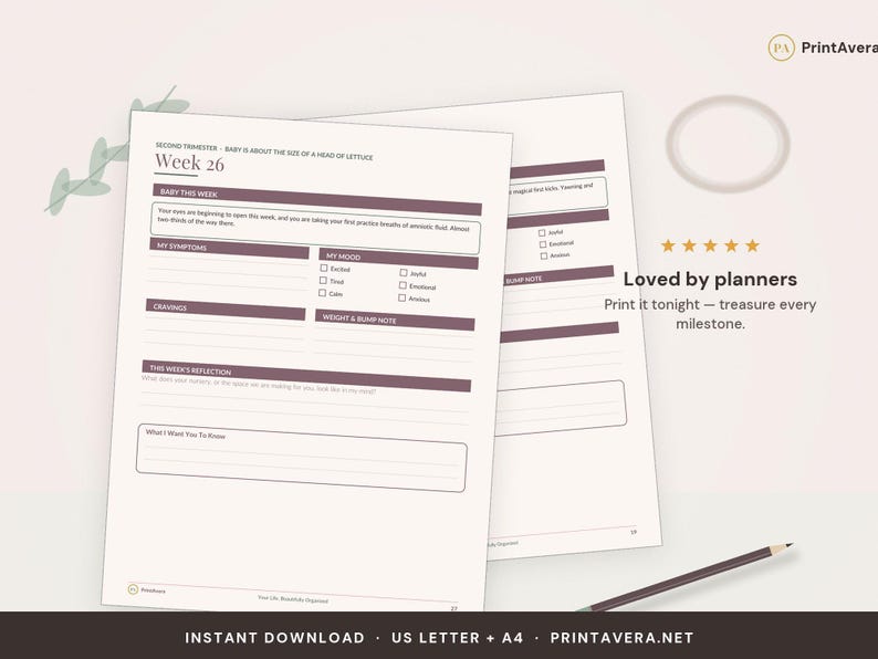 Pregnancy Journal | 61-Page Keepsake, Milestone Tracker (PDF Download) image 5