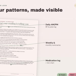 Blood Pressure Log Printable | Blood Pressure Tracker, Blood Pressure Chart, Medical Tracker, Pulse Log | A4 US Letter, Instant Download PDF image 3