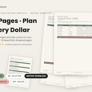 Subscription Tracker Template | Budget Planner, Expense Tracker (Excel PDF) image 1