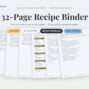 Recipe Binder Printable | Cleaning Planner, Schedule, Checklist (Instant Download PDF)
