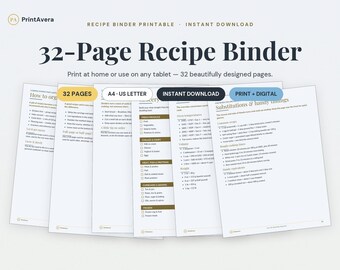 Archivador de recetas imprimible / Planificador de limpieza, horario y lista de verificación (PDF de descarga instantánea)