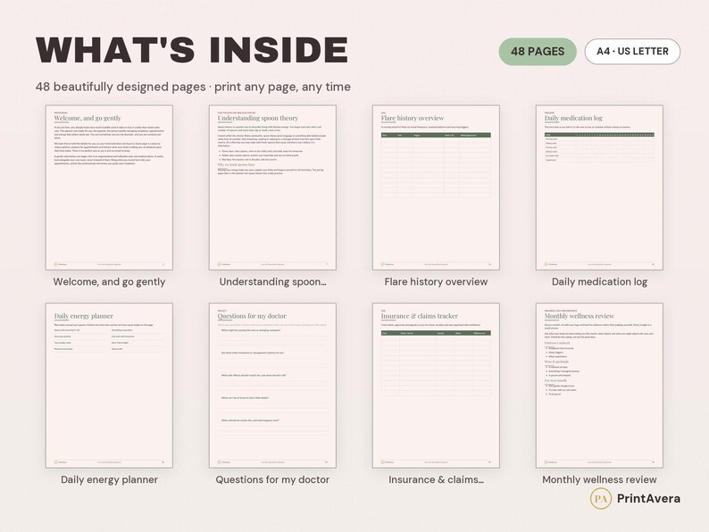 Chronic Illness Planner Printable | Symptom Tracker, Medication Log (PDF Download) image 2