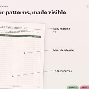 Migraine Tracker Printable | Symptom Log, Health Journal (A4, US Letter PDF) image 3