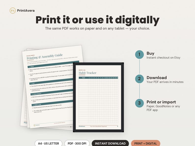 A7 Planner Inserts | Weekly, Monthly, Undated, ADHD (Digital Download) image 4