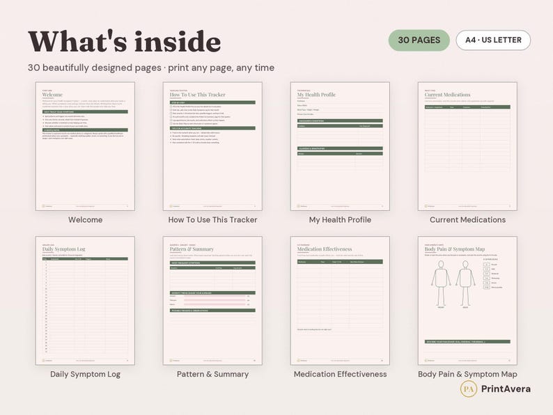 Symptom Tracker Printable | Chronic Illness Health Log (Digital Download) image 2
