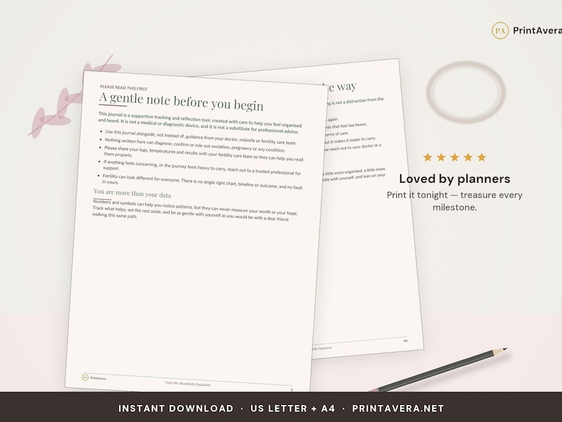 TTC Fertility Journal Printable | Cycle, BBT, Ovulation Tracker (PDF Download) image 5