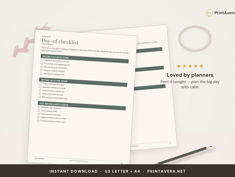Baby Shower Planner Printable | Guest List, Budget, Decor Tracker (PDF Download) image 5