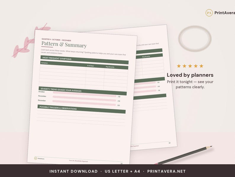Symptom Tracker Printable | Chronic Illness Health Log (Digital Download) image 5
