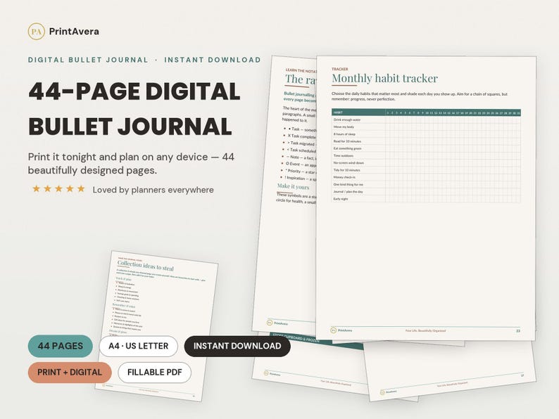 Digital Bullet Journal | Digital Planner GoodNotes, iPad Planner, GoodNotes Template, Weekly Planner | A4 US Letter, Instant Download PDF image 1