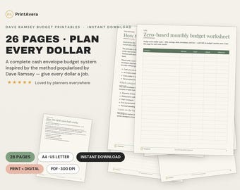 Dave Ramsey Budget Printables | Cash Envelope System, Zero-Based Planner (PDF Download)