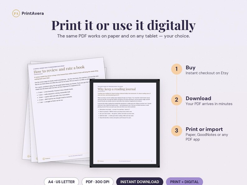 Reading Tracker Printable | Journal, Log, Challenge (A4/US Letter PDF) image 4