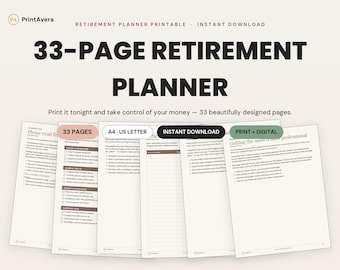 Retirement Planner Printable | Budget, Expense, Finance Tracker (PDF Download)