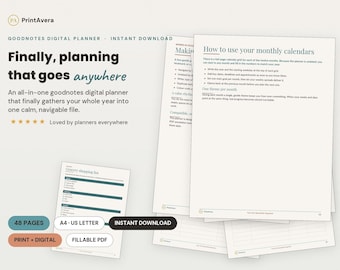 GoodNotes Digital Planner | ADHD, iPad, Undated PDF (A4 US Letter)