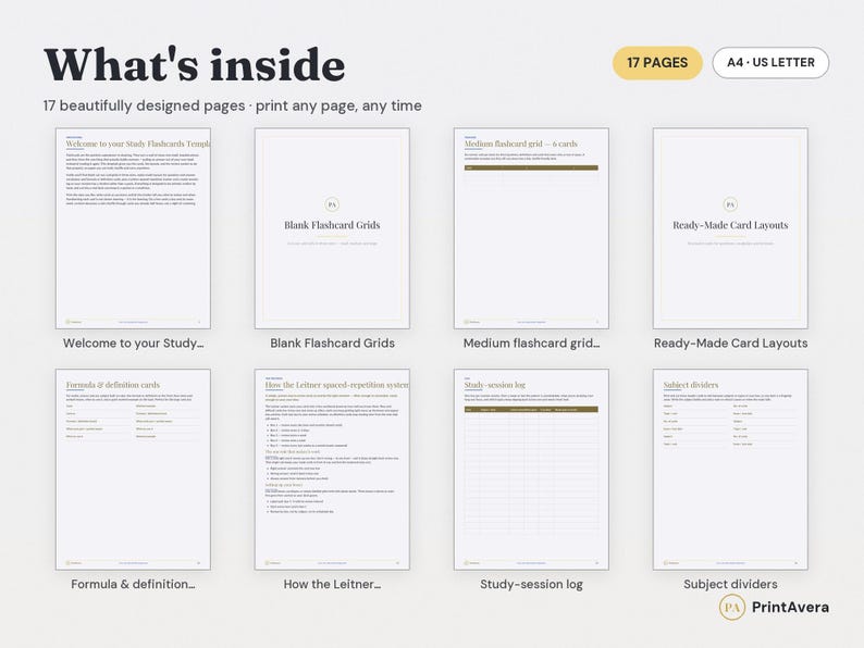 Study Flashcards Template | Spaced Repetition, Leitner System, PDF Download image 2