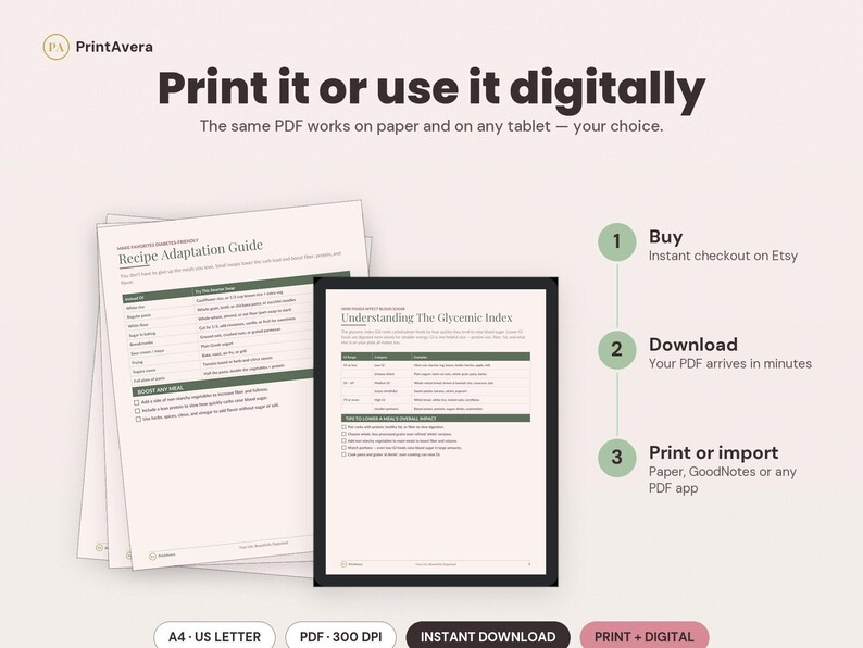 Diabetic Meal Planner Printable | Weekly Carb Counting PDF (A4 US Letter) image 4