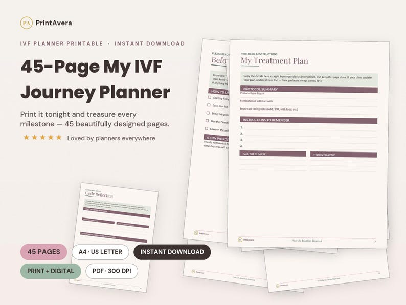 IVF Journey Planner | Fertility Treatment Tracker, Medication Log (PDF Download) image 1
