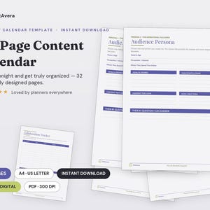 Content Calendar Template | Social Media Planner, Excel Spreadsheet (Digital Download)