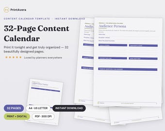 Content Calendar Template | Social Media Planner, Excel Spreadsheet (Digital Download)